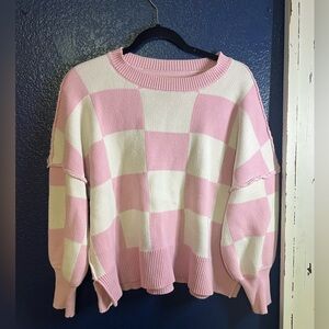 Pink checkered sweater